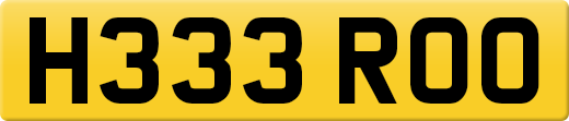 H333 ROO private number plate